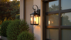Urban Ambiance - Outdoor Wall Sconce - UHP1402 Transitional Outdoor Wall Sconce 15.125''H x 5.5''W, Midnight Black Finish, Calderdale Collection -