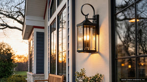 Urban Ambiance - Outdoor Wall Sconce - UHP1403 Transitional Outdoor Wall Sconce 21.75''H x 7''W, Midnight Black Finish, Calderdale Collection -