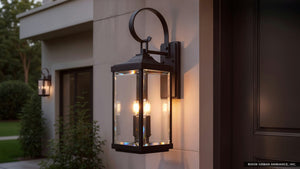 Urban Ambiance - Outdoor Wall Sconce - UHP1403 Transitional Outdoor Wall Sconce 21.75''H x 7''W, Midnight Black Finish, Calderdale Collection -