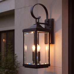 Urban Ambiance - Outdoor Wall Sconce - UHP1403 Transitional Outdoor Wall Sconce 21.75''H x 7''W, Midnight Black Finish, Calderdale Collection -