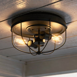 Urban Ambiance - Outdoor Ceiling Light - UHP1430 Farmhouse Outdoor Ceiling Light 7.875''H x 14.5''W, Charcoal Finish, Kenner Collection -