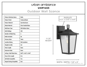 Urban Ambiance - Wall Sconce - UHP1453 Traditional Outdoor Wall Sconce, 11 - 1/4''H x 7 - 1/4