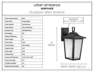 Urban Ambiance - Wall Sconce - UHP1455 Traditional Outdoor Wall Sconce, 15''H x 9 - 5/8