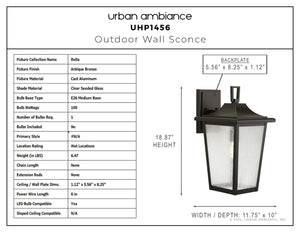Urban Ambiance - Wall Sconce - UHP1456 Traditional Outdoor Wall Sconce, 18 - 7/8''H x 11 - 3/4