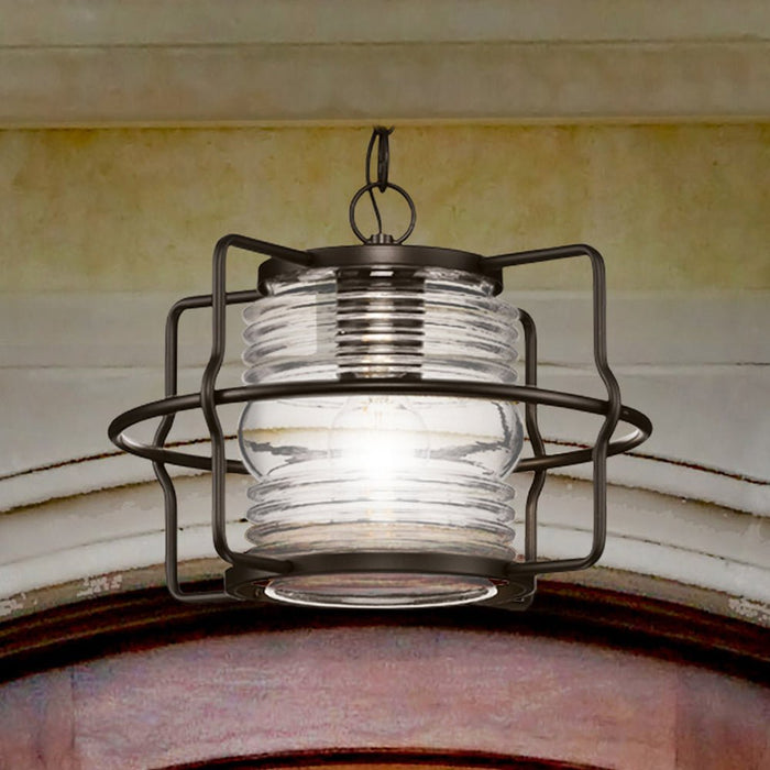 UHP1471 Coastal Outdoor Pendant, 9-5/8''H x 13"W x 13''D, Matte Black Finish, Laramie Collection