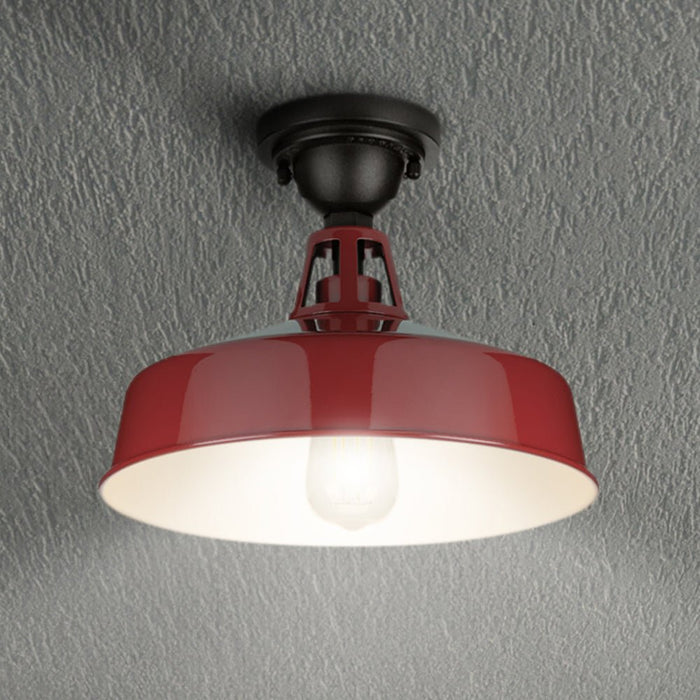 UHP1495 Industrial Outdoor Ceiling Light, 9-1/2''H x 13-1/4"W x 13-1/4''D, Red Finish, Gary Collection