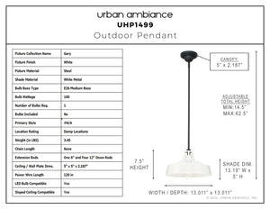 Urban Ambiance - Pendant - UHP1499 Industrial Outdoor Pendant, 7 - 1/2''H x 13 - 1/89