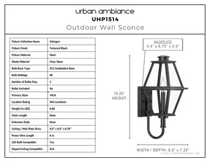 Urban Ambiance - Wall Sconce - UHP1514 Vintage Outdoor Wall Sconce, 18 - 1/8''H x 8 - 1/2