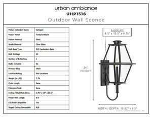 Urban Ambiance - Wall Sconce - UHP1516 Vintage Outdoor Wall Sconce, 24''H x 10 - 5/8