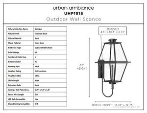 Urban Ambiance - Wall Sconce - UHP1518 Vintage Outdoor Wall Sconce, 32''H x 13 - 7/8