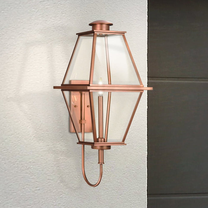 UHP1519 Vintage Outdoor Wall Sconce, 32''H x 13-7/8"W x 12-3/4''D, Antique Copper Finish, Solingen Collection