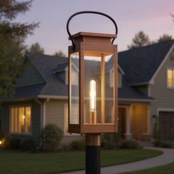 Urban Ambiance - Post Light - UHP1530 Modern Farmhouse Outdoor Post Light, 26''H x 7"W x 9 - 3/4''D, Antique Copper Finish, Darwin Collection - 