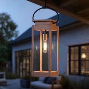 Urban Ambiance - Pendant - UHP1532 Modern Farmhouse Outdoor Pendant, 27 - 3/8''H x 7"W x 7''D, Antique Copper Finish, Darwin Collection - 