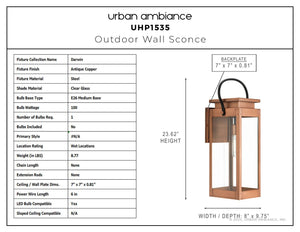Urban Ambiance - Wall Sconce - UHP1535 Modern Farmhouse Outdoor Wall Sconce, 23 - 5/8''H x 8
