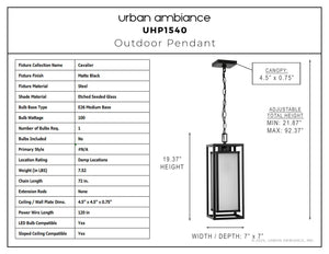 Urban Ambiance - Pendant - UHP1540 Contemporary Outdoor Pendant, 19 - 3/8''H x 7
