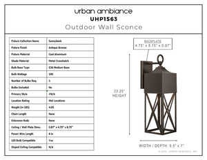 Urban Ambiance - Wall Sconce - UHP1563 Modern Farmhouse Outdoor Wall Sconce, 23 - 1/4''H x 9 - 1/2