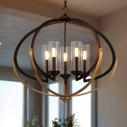 Urban Ambiance - Chandelier - UHP2351 Mediterranean Chandelier, 27 - 7/8"H x 33 - 3/4"W, Olde Bronze Finish, Baton Rouge Collection - 