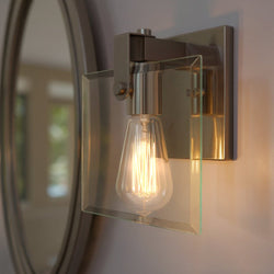 Urban Ambiance - Bath Vanity Light - UHP2455 Modern Farmhouse Modern Bath / Wall Light, 8 - 3/8"H x 7"W, Brushed Nickel Finish, Bristol Collection - 