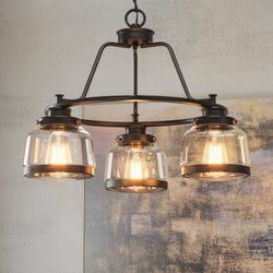 Urban Ambiance - Chandelier - UHP2533 Luxe Industrial Chandelier, 18"H x 22"W, Olde Bronze Finish, Nottingham Collection - 