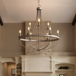 Urban Ambiance - Chandelier - UHP2902 Farmhouse Farmhouse Chandelier, 40 - 1/2" x 35", Galvanized Steel Finish, Adelaide Collection - 