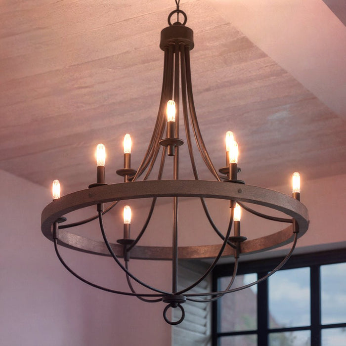 UHP2903 Farmhouse Chandelier, 40-1/2" x 35-1/4", Charcoal Finish, Adelaide Collection