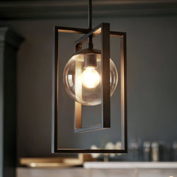 Urban Ambiance - Pendant Light - UHP3251 Minimalist Pendant Light, 13.125"H x 8.25"W, Midnight Black Finish, Canton Collection - 