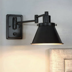 Urban Ambiance - Wall Light - UHP3311 Traditional Wall Light, 9.625"H x 8.25"W, Midnight Black Finish, Pawtucket Collection - 