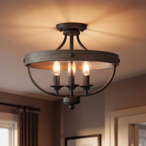 Urban Ambiance - Ceiling Light - UHP3441 French Rustic Ceiling Light, 12.625