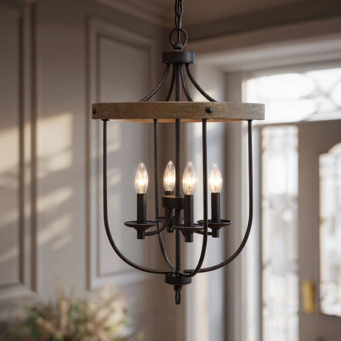 UHP3560 French Rustic Chandelier, 26.25"H x 17.125"W, Charcoal Finish, Adelaide Collection