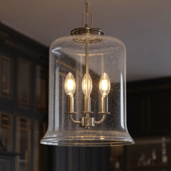 Urban Ambiance - Pendant Light - UHP3820 French Rustic Pendant Light, 17.125"H x 12.875"W, Brushed Nickel Finish, Missoula Collection - 