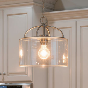 Urban Ambiance - Pendant Light - UHP3972 Modern Farmhouse Pendant 13''H x 13''W, Brushed Nickel Finish, Armidale Collection -