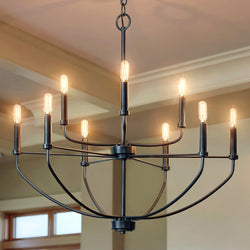 Urban Ambiance - Chandelier - UHP3975 Modern Farmhouse Chandelier 27''H x 28''W, Midnight Black Finish, Armidale Collection - 