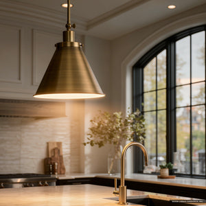Urban Ambiance - Pendant Light - UHP4006 Traditional Pendant 12.75''H x 12.25''W, Olde Brass Finish, Pawtucket Collection -