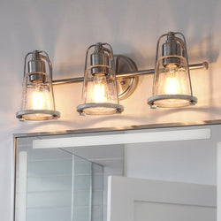 Urban Ambiance - Bath Light - UHP4072 Coastal Bath Light 8.25''H x 24''W, Brushed Nickel Finish, Kempsey Collection -