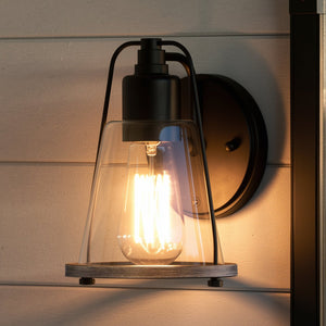 Urban Ambiance - Wall Sconce - UHP4074 Coastal Wall Sconce 8.25''H x 6''W, Midnight Black Finish, Kempsey Collection - 