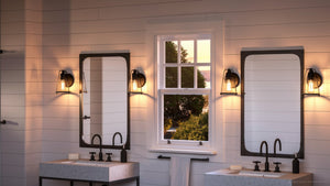 Urban Ambiance - Wall Sconce - UHP4074 Coastal Wall Sconce 8.25''H x 6''W, Midnight Black Finish, Kempsey Collection - 