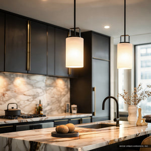 Urban Ambiance - Pendant Light - UHP4111 Modern Pendant 11''H x 5''W, Midnight Black Finish, Broome Collection - 