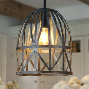 Urban Ambiance - Pendant - UHP4122 Farmhouse Pendant 17.25''H x 14''W, Black Oak Finish, Bairnsdale Collection - 