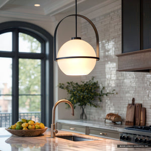 Urban Ambiance - Pendant - UHP4345 Mid - Century Modern Pendant 21.625''H x 16.125''W, Midnight Black Finish, Albuquerque Collection - 