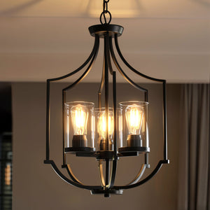 Urban Ambiance - Chandelier - UHP4375 Contemporary Chandelier 26''H x 16.625''W, Midnight Black Finish, Mesa Collection - 