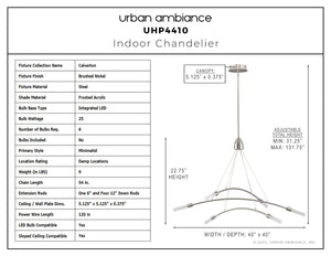 Urban Ambiance - Chandelier - UHP4410 Minimalist Indoor Chandelier, 22 - 3/4''H x 40