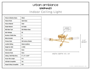 Urban Ambiance - Ceiling Light - UHP4421 Mid - Century Modern Indoor Ceiling Light, 5 - 1/8''H x 18