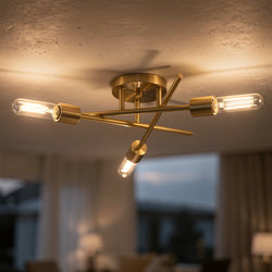 Urban Ambiance - Ceiling Light - UHP4421 Mid-Century Modern Indoor Ceiling Light, 5-1/8''H x 18"W x 18''D, Satin Brass Finish, Miami Collection -