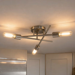 Urban Ambiance - Ceiling Light - UHP4422 Mid-Century Modern Indoor Ceiling Light, 5-1/8''H x 18"W x 18''D, Brushed Nickel Finish, Miami Collection -