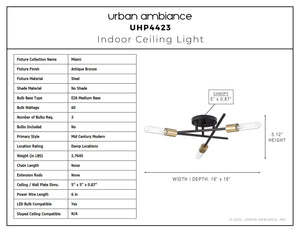 Urban Ambiance - Ceiling Light - UHP4423 Mid - Century Modern Indoor Ceiling Light, 5 - 1/8''H x 18