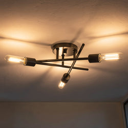 Urban Ambiance - Ceiling Light - UHP4424 Mid-Century Modern Indoor Ceiling Light, 5-1/8''H x 18"W x 18''D, Matte Black Finish, Miami Collection -