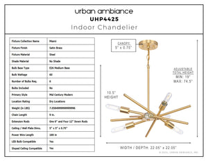 Urban Ambiance - Chandelier - UHP4425 Mid - Century Modern Indoor Chandelier, 10 - 1/2''H x 22 - 9/165