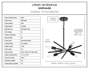 Urban Ambiance - Chandelier - UHP4426 Mid - Century Modern Indoor Chandelier, 10 - 1/2''H x 22 - 9/165