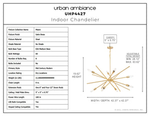 Urban Ambiance - Chandelier - UHP4427 Mid - Century Modern Indoor Chandelier, 19 - 5/8''H x 42 - 3/8
