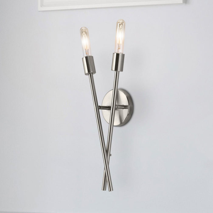 UHP4428 Mid Century Modern Indoor Wall Sconce, 17-3/4''H x 3-7/8"W x 7-1/4''D, Brushed Nickel Finish, Miami Collection